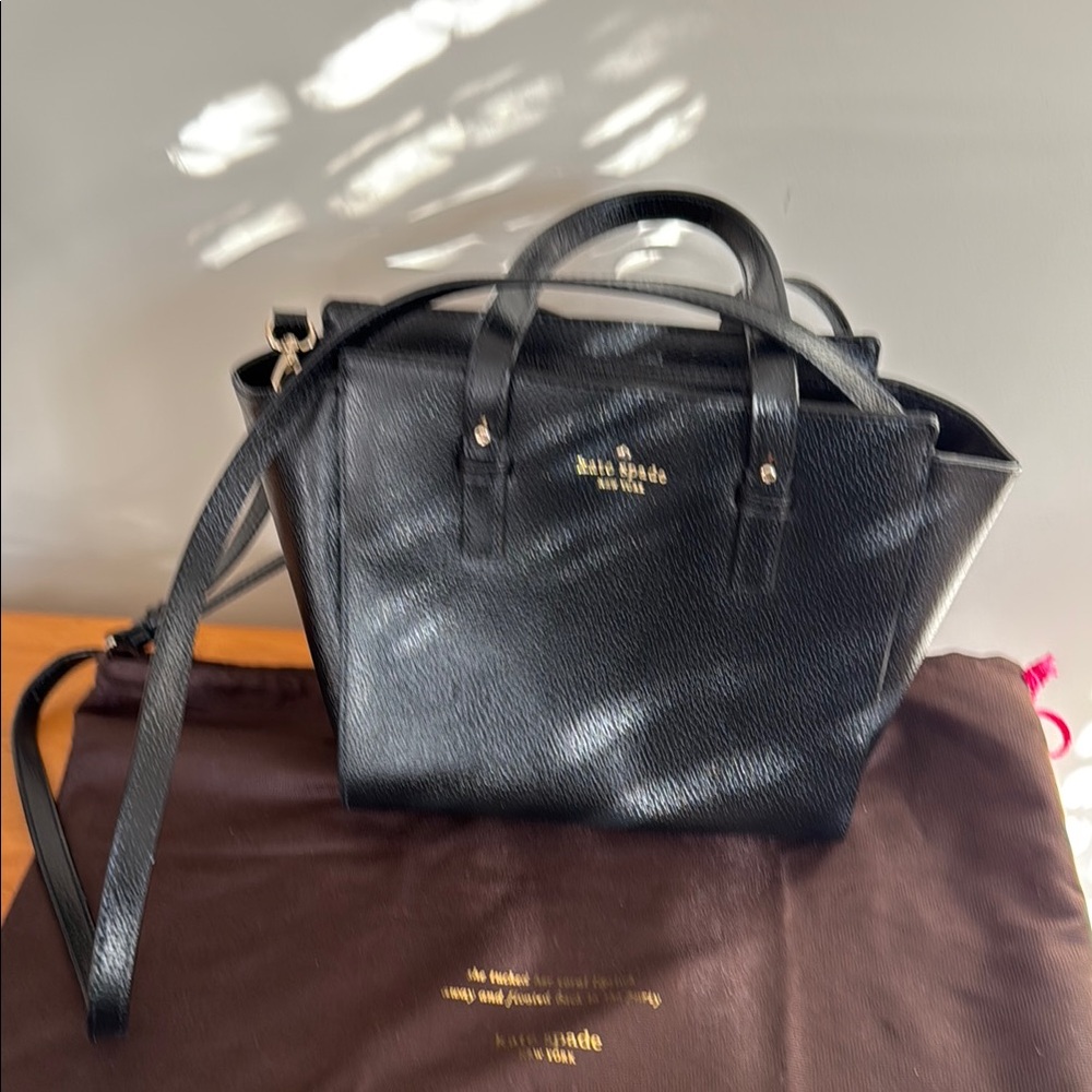 Kate Spade Black Crossbody Bag with Adjustable Strap and Gold Hardware